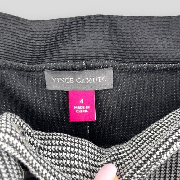 Vince Camuto Skinny Ankle Pants Womens Mini Houndstooth Size 4 Black Career - Picture 7 of 9